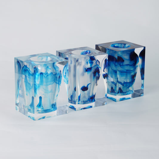 Blue Ink Wash Art Vase