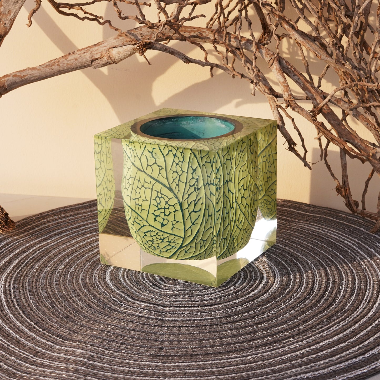 Green Leaf Vein Vase