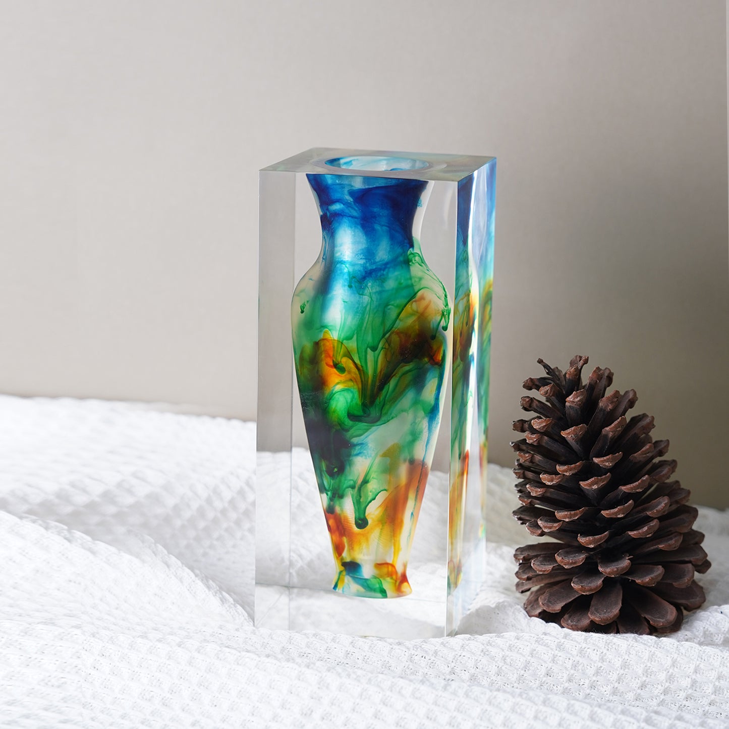 Rainbow Ink Wash Art Vase