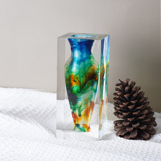 Rainbow Ink Wash Art Vase