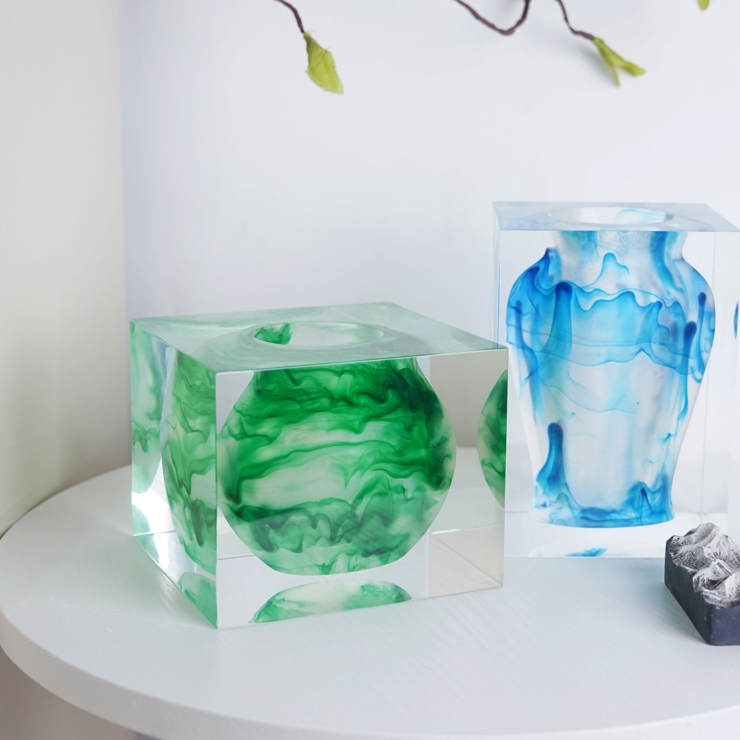 Green Ink Wash Art Vase