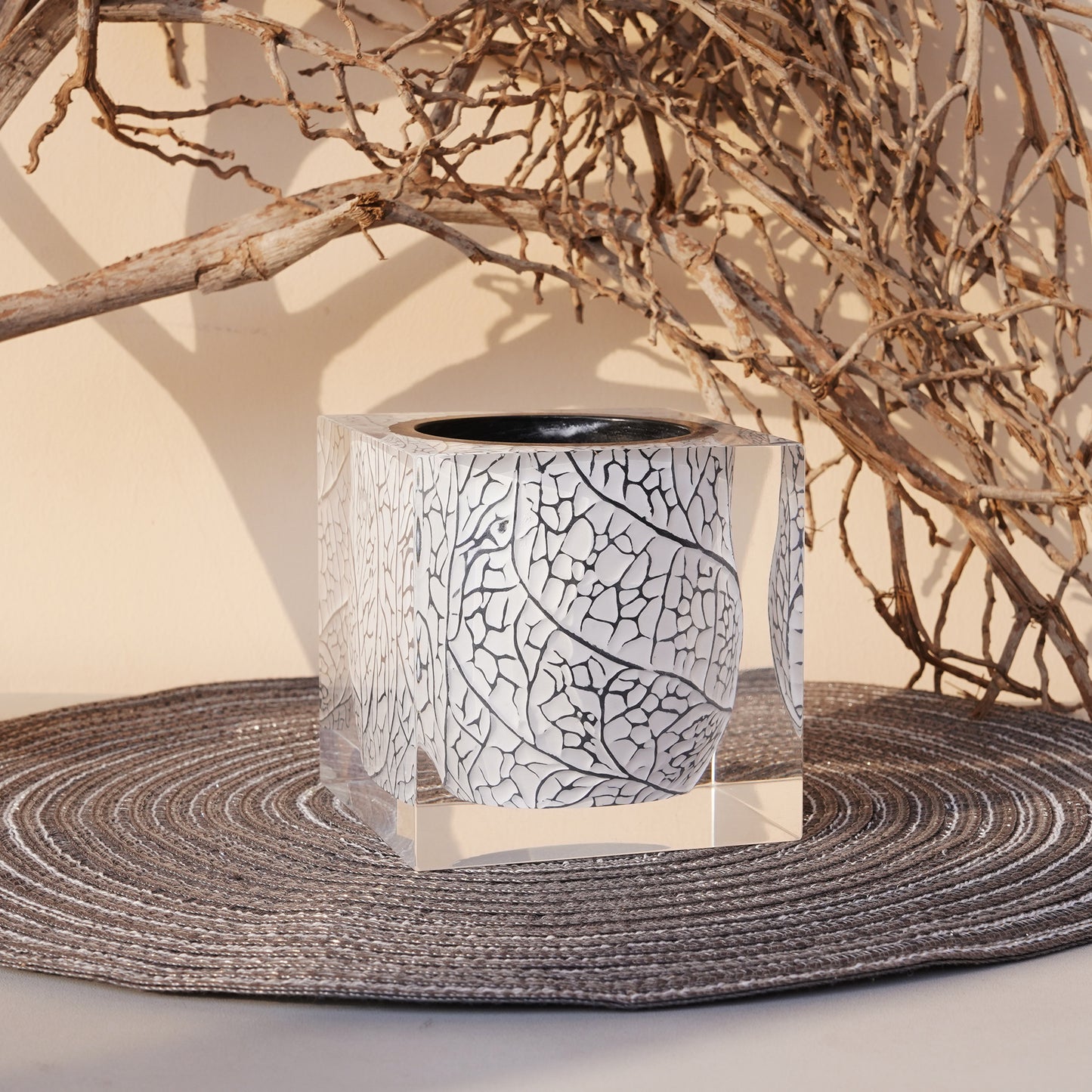 White Leaf Vein Vase