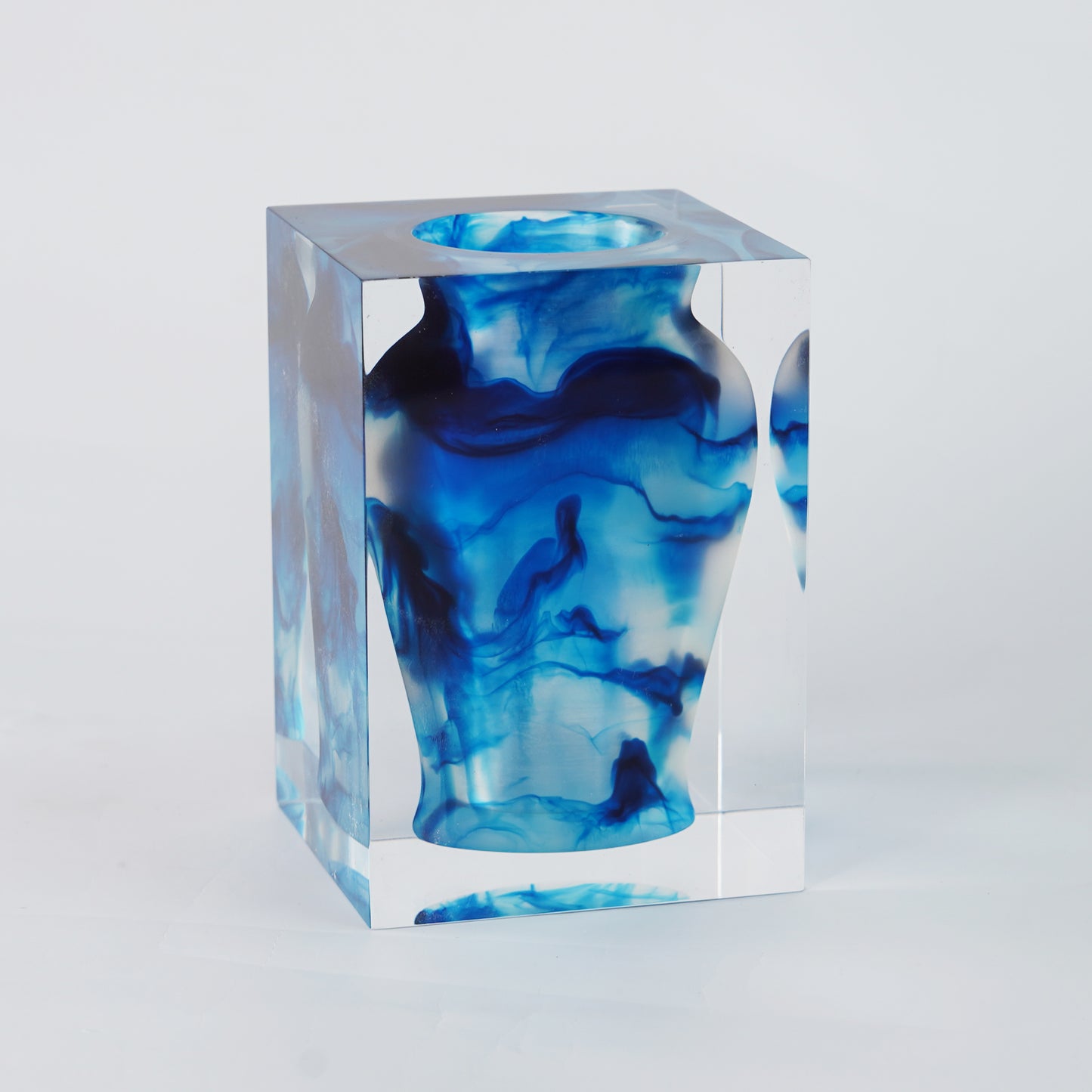 Blue Ink Wash Art Vase