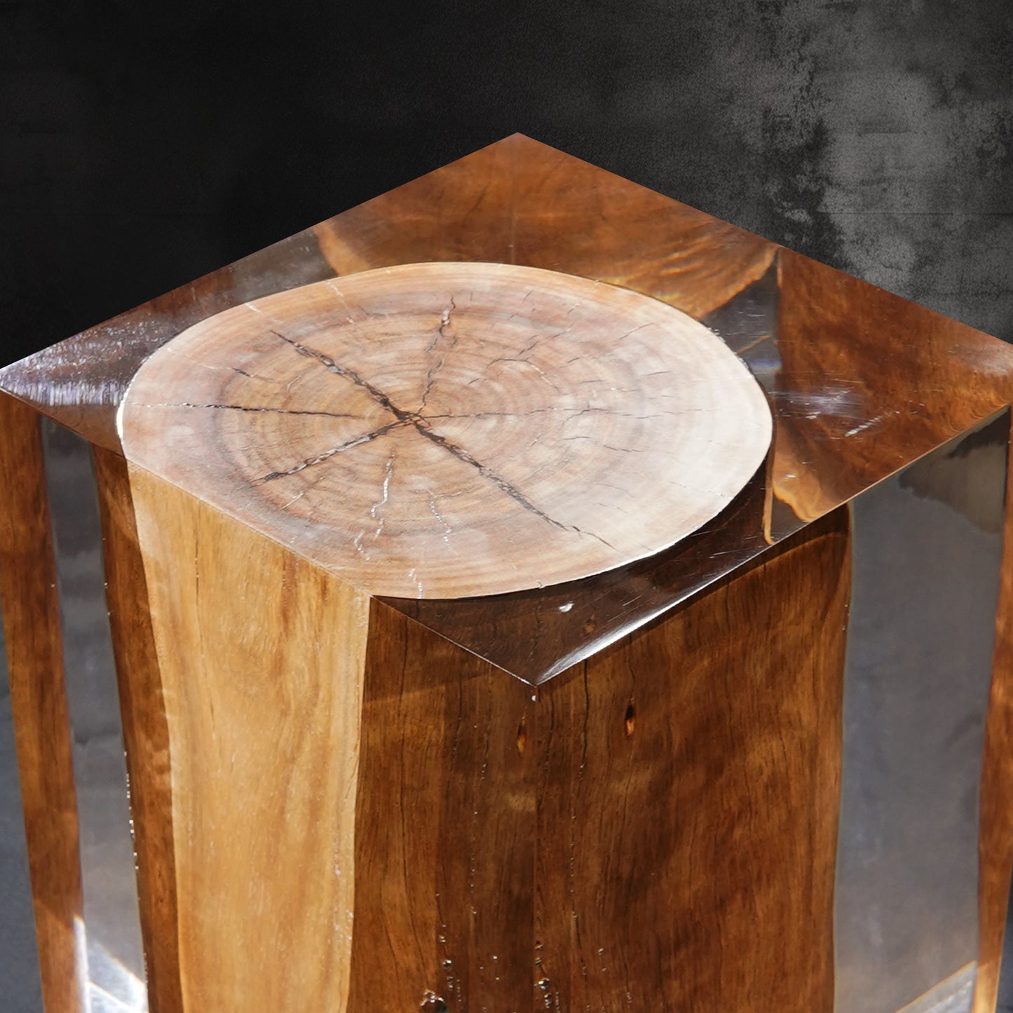 Driftwood Stump Stool Table -Cut