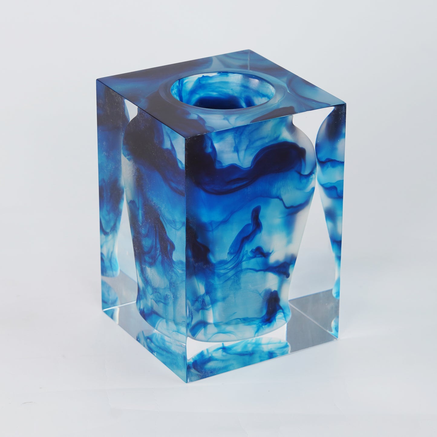 Blue Ink Wash Art Vase