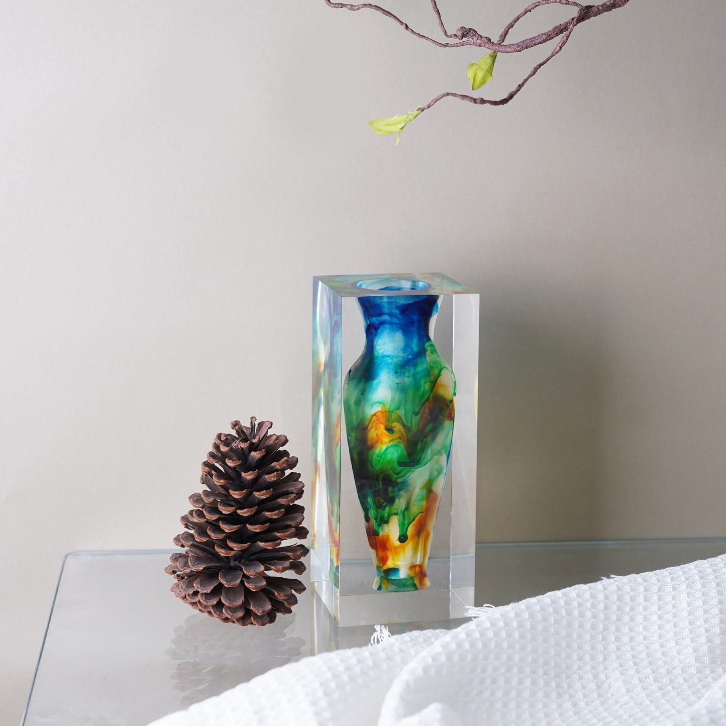 Rainbow Ink Wash Art Vase
