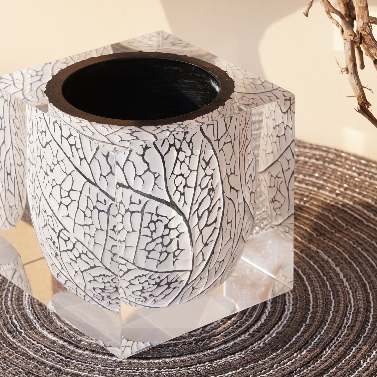 White Leaf Vein Vase