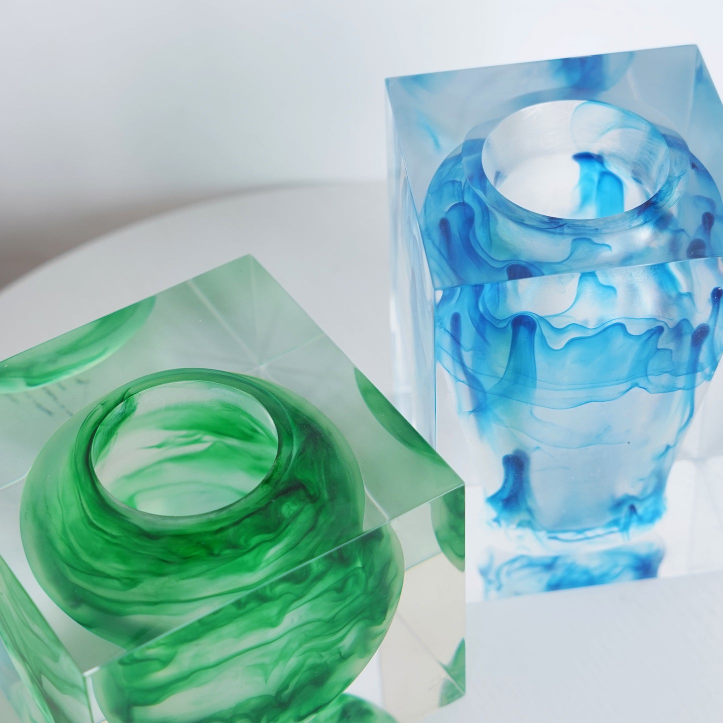 Green Ink Wash Art Vase