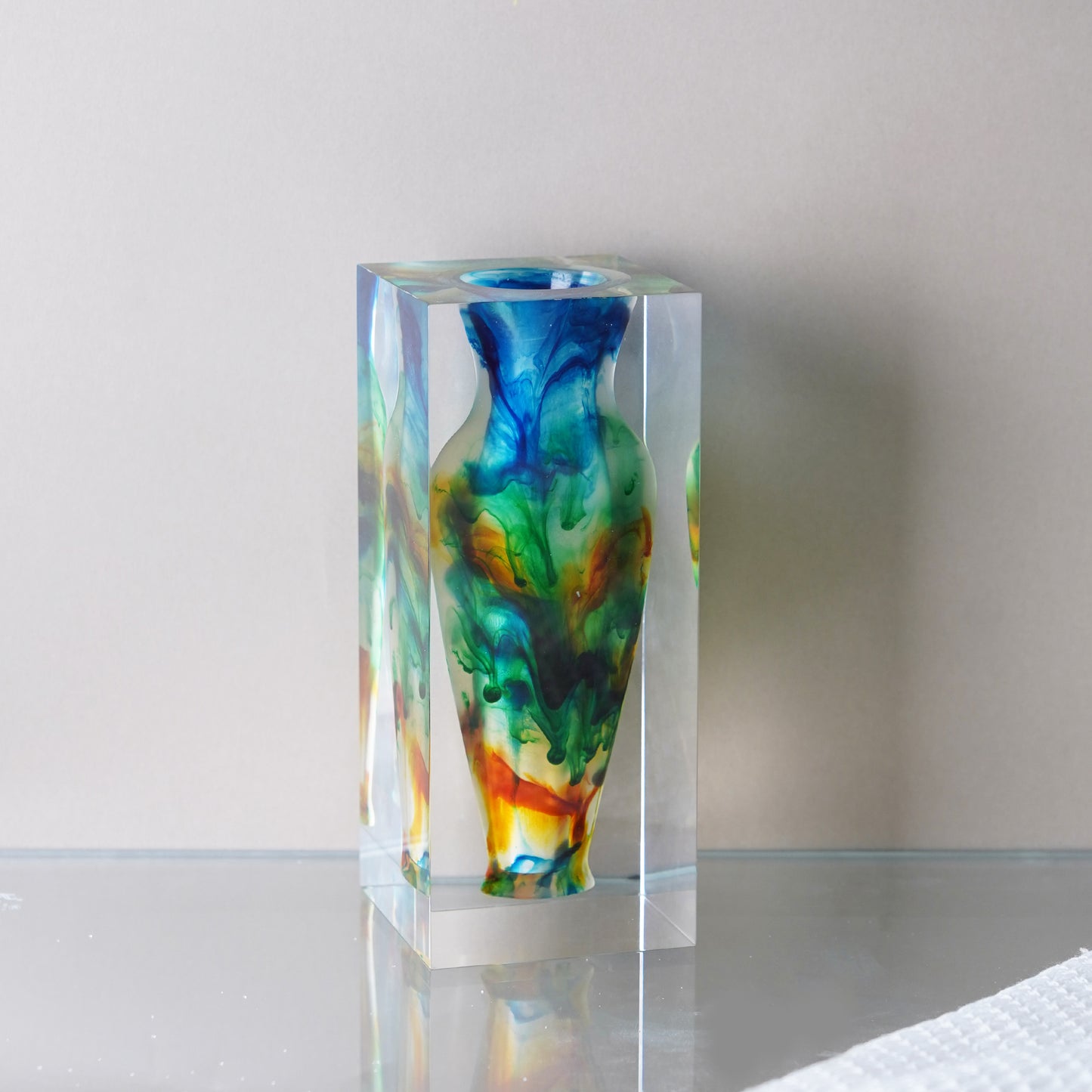 Rainbow Ink Wash Art Vase