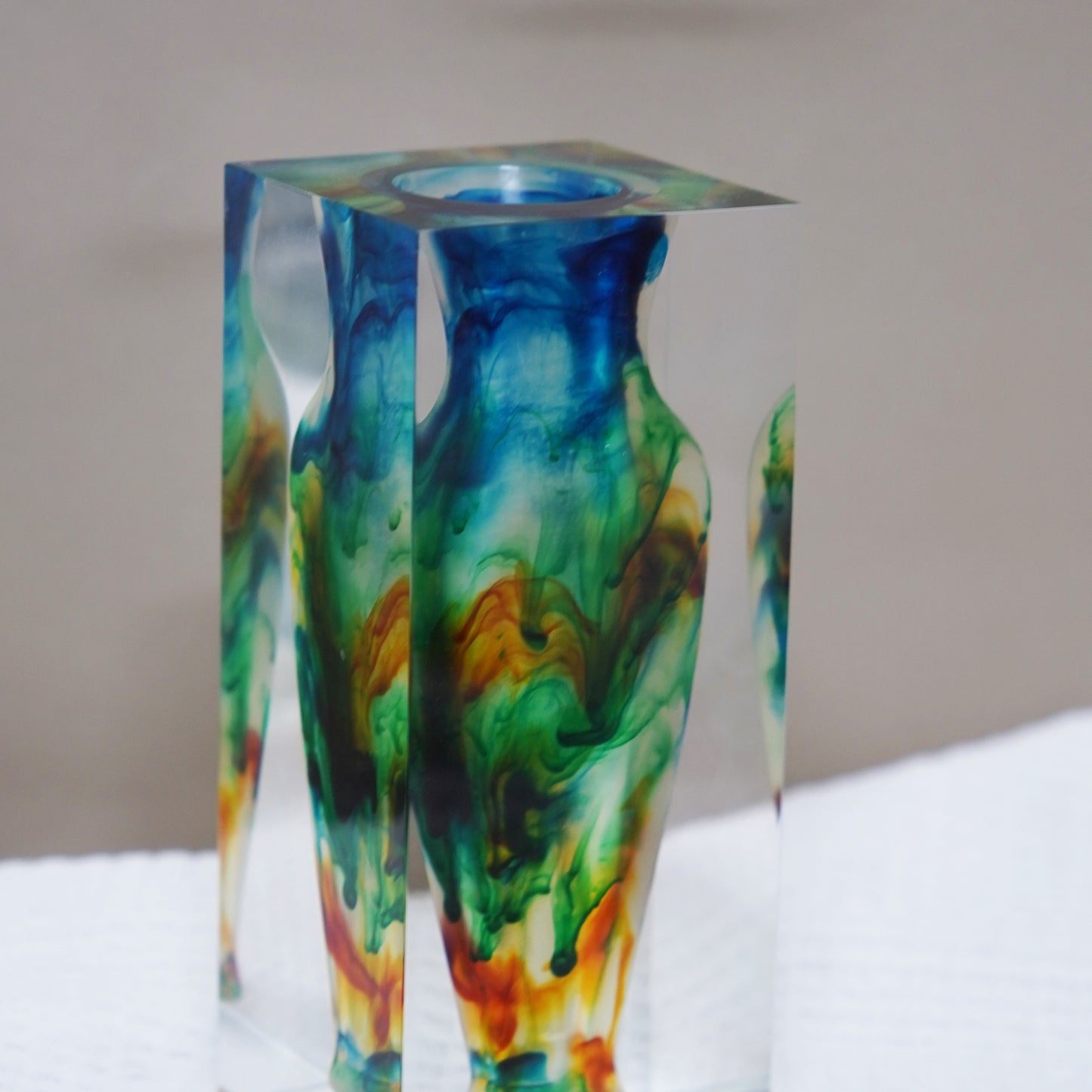 Rainbow Ink Wash Art Vase