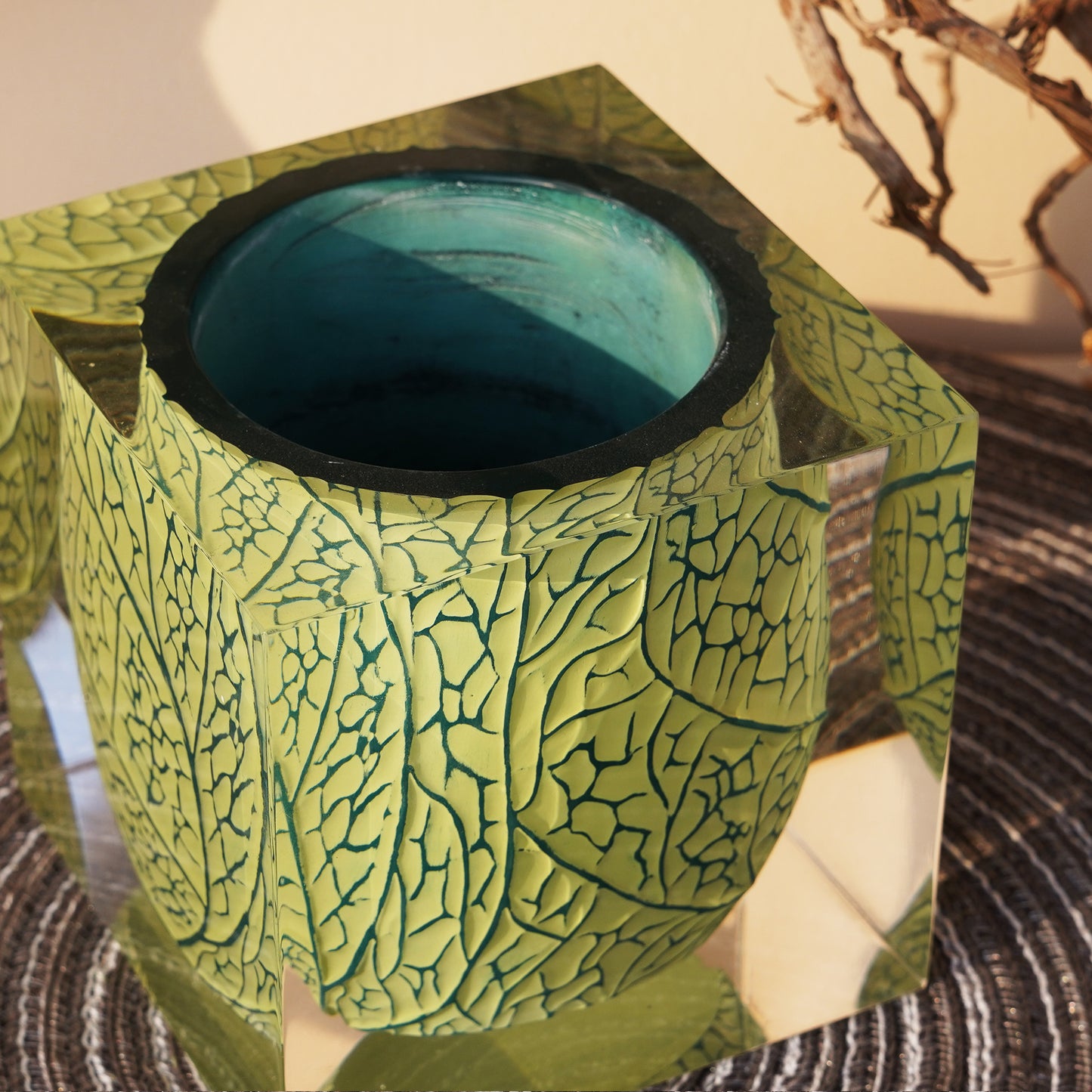 Green Leaf Vein Vase