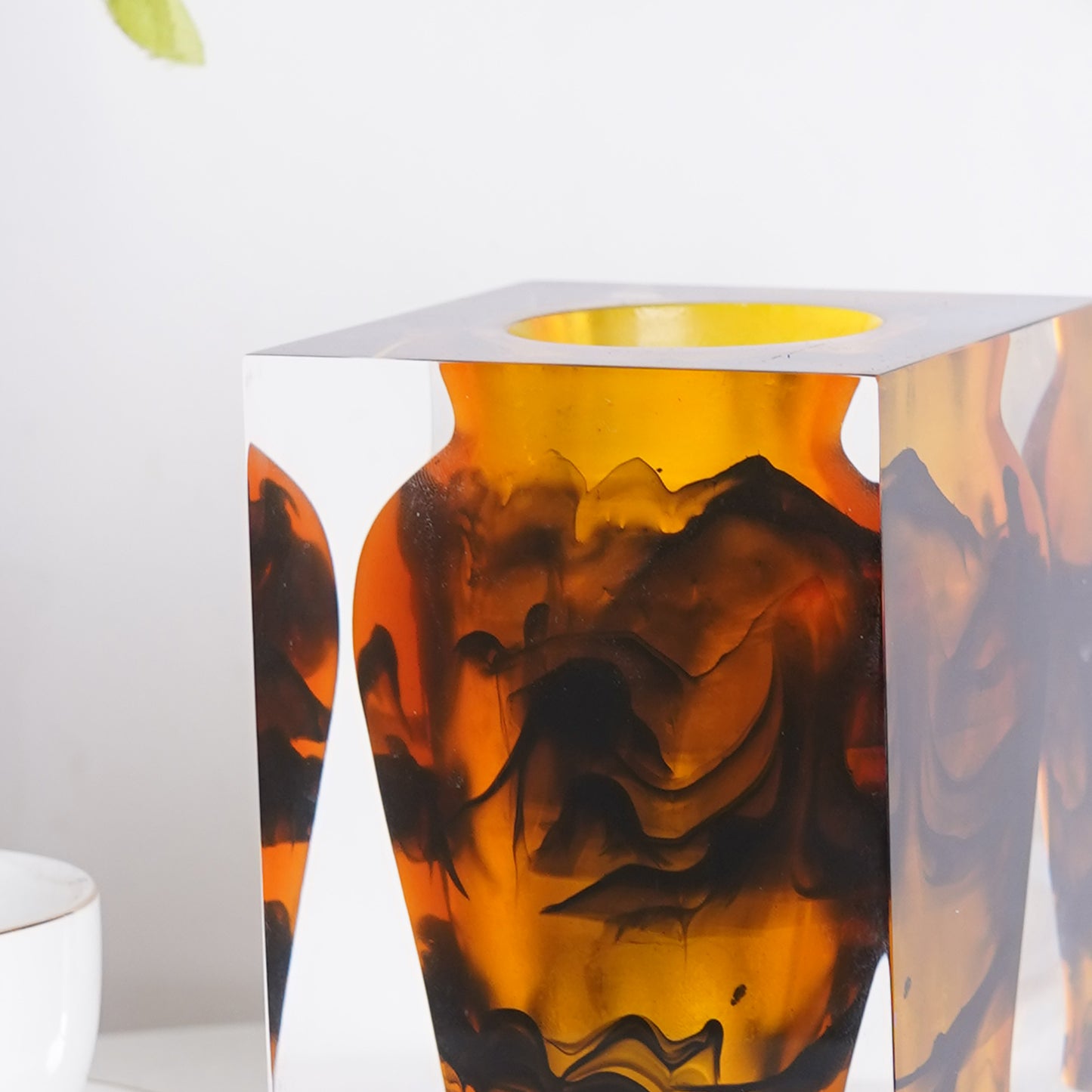 Amber Ink Wash Art Vase