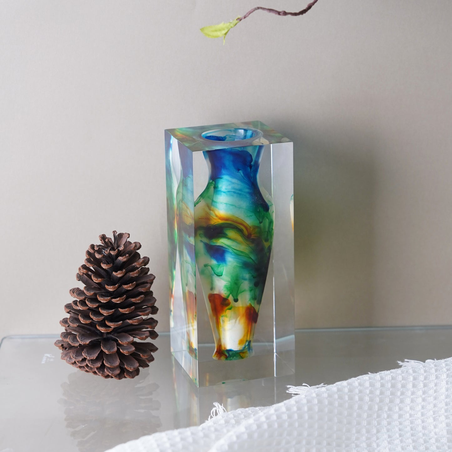 Rainbow Ink Wash Art Vase
