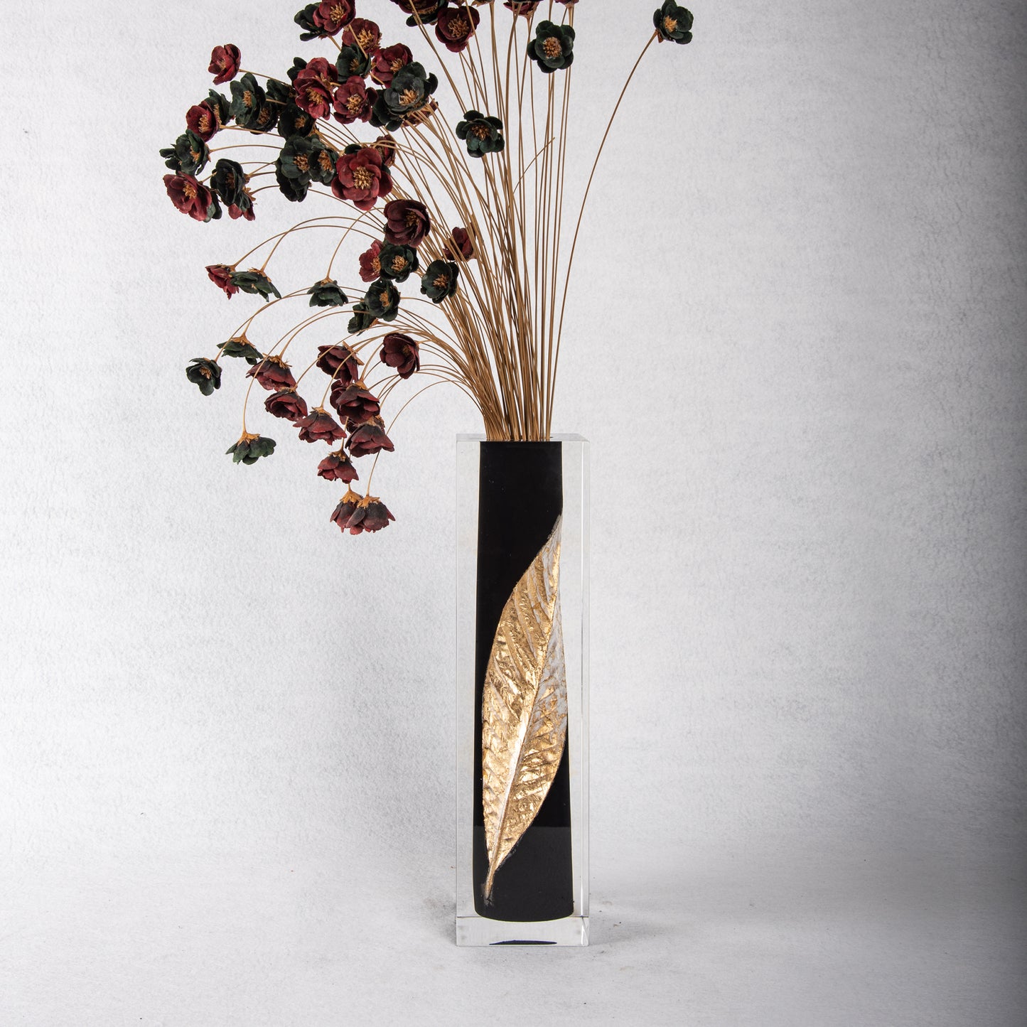 Gold Leaf Black Vase