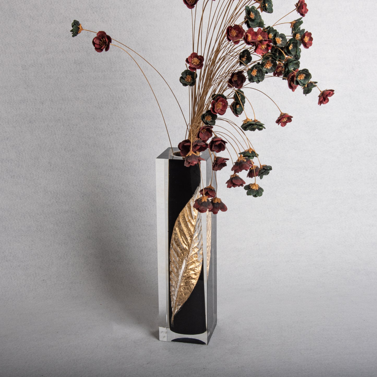 Gold Leaf Black Vase