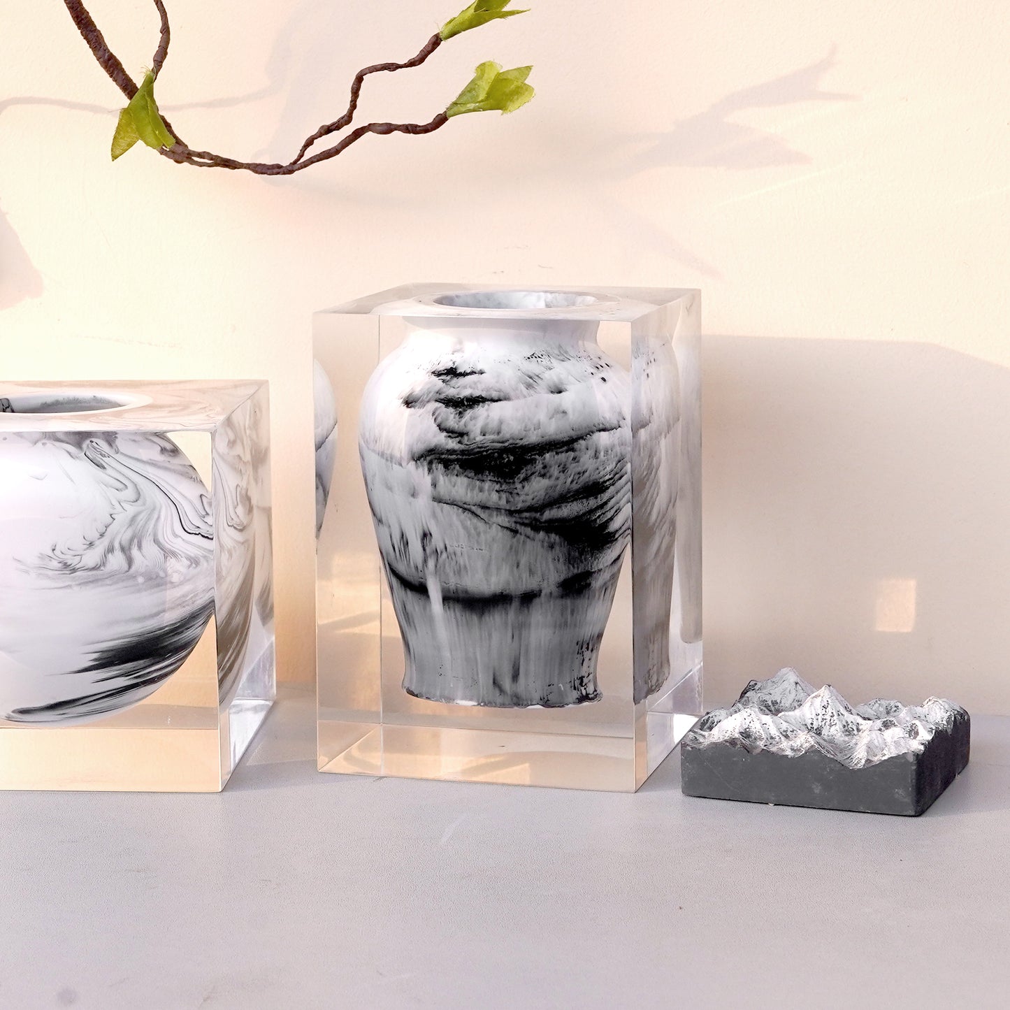 Ink Wash Art Vase - Black & White