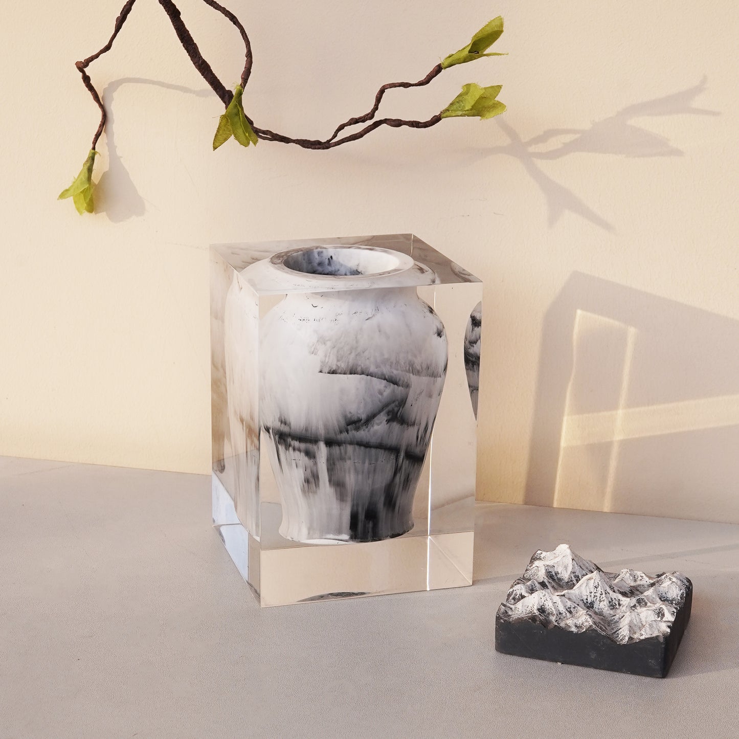 Ink Wash Art Vase - Black & White