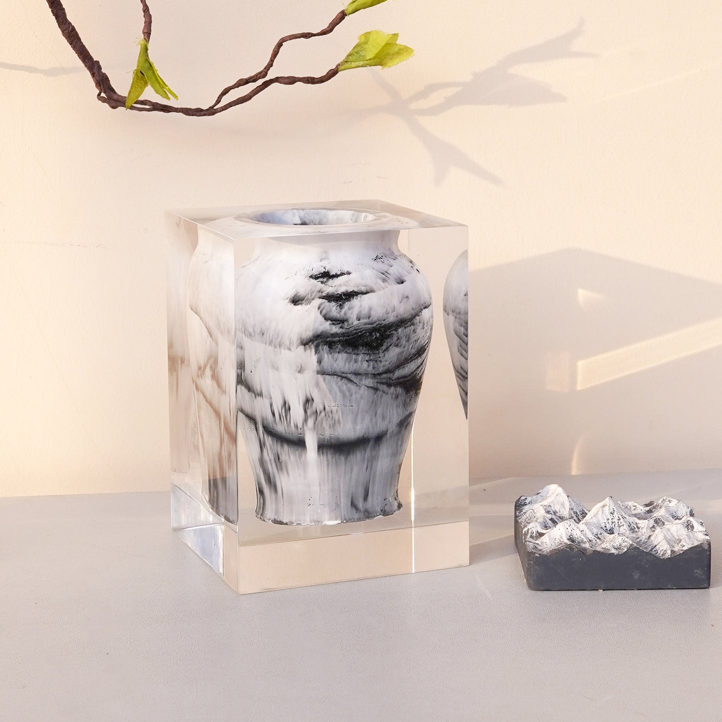 Ink Wash Art Vase - Black & White