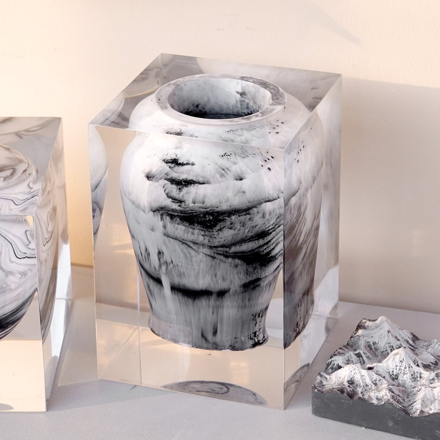 Ink Wash Art Vase - Black & White