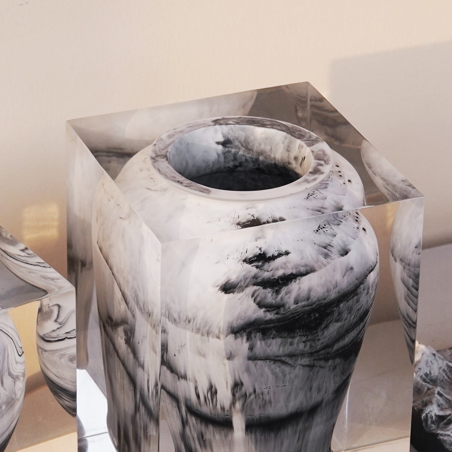 Ink Wash Art Vase - Black & White
