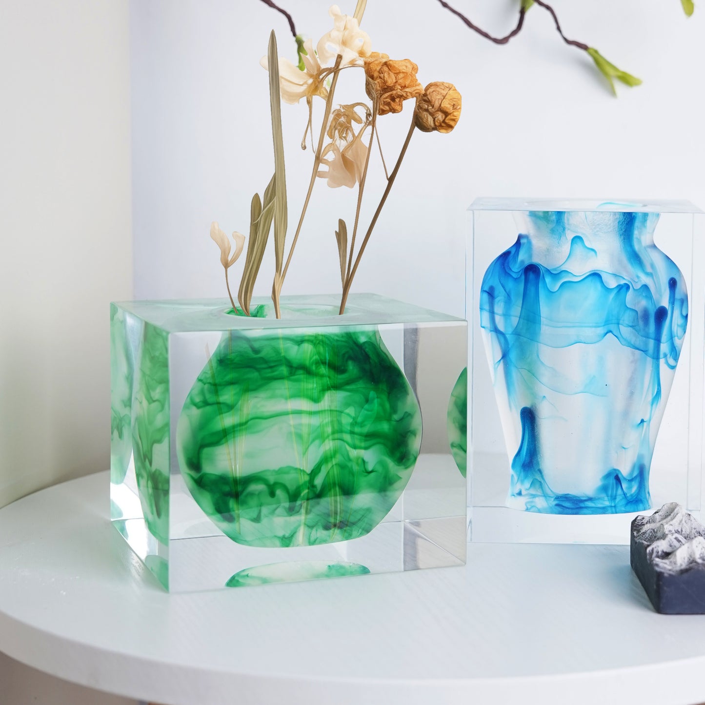 Green Ink Wash Art Vase