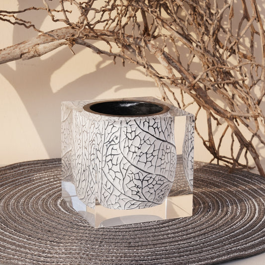 White Leaf Vein Vase