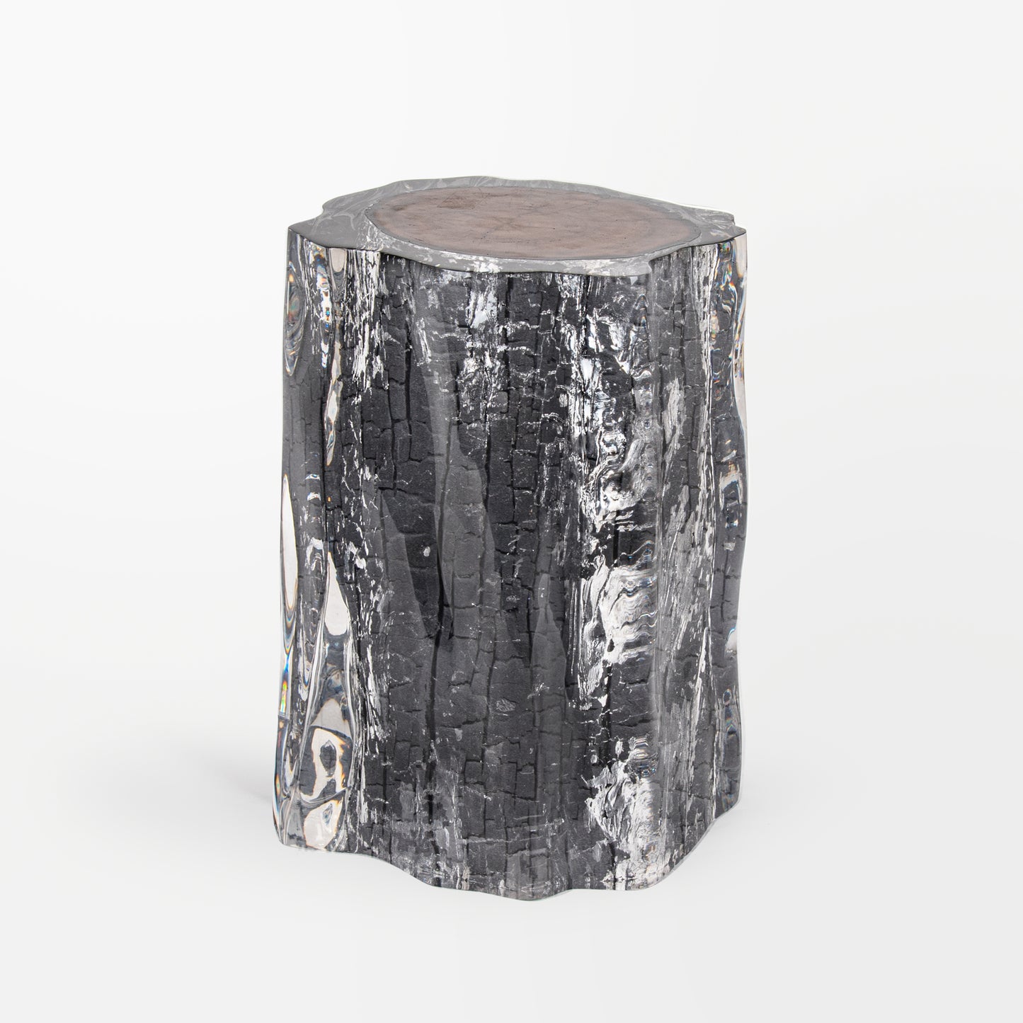 Burned Wood Stump Stool Table - Ripple