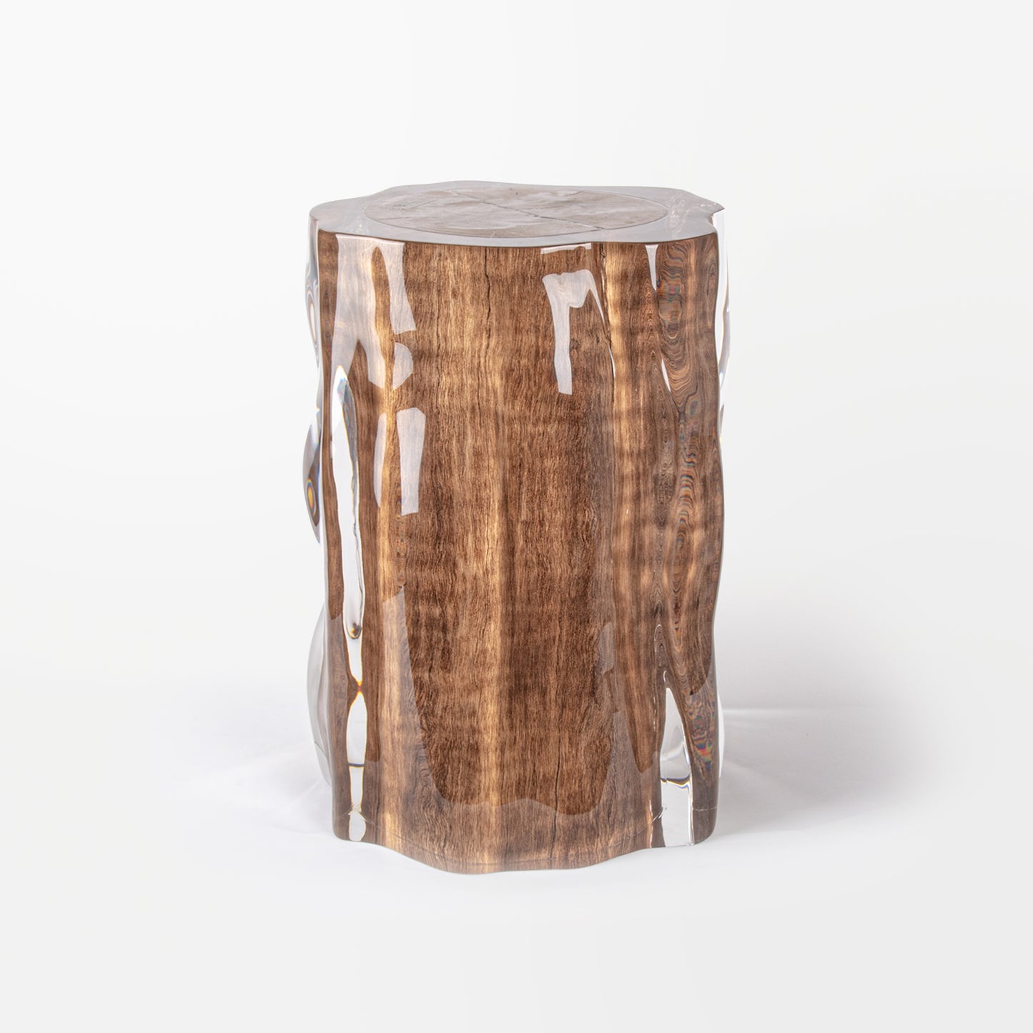 Raw Wood Stool Table - Ripple