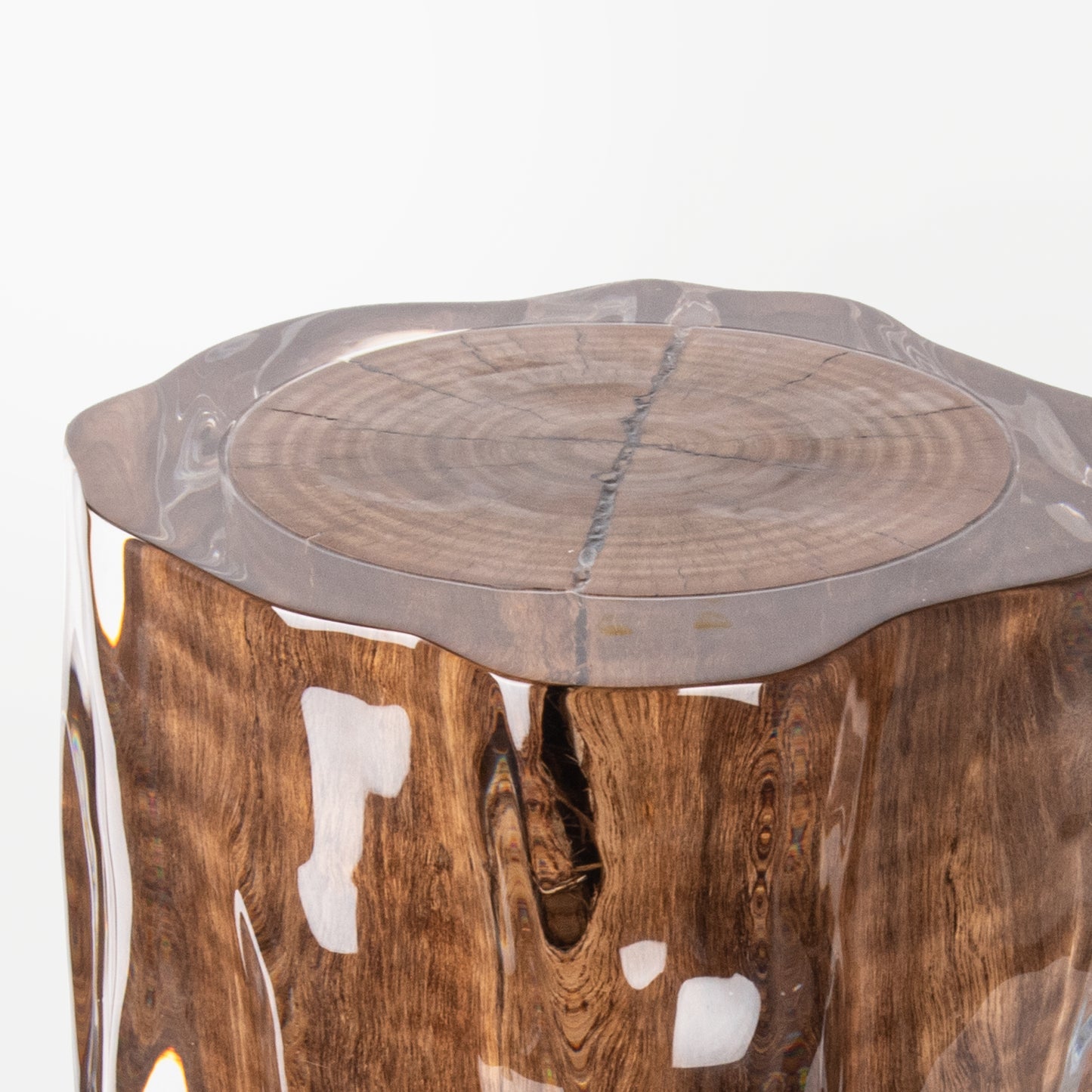 Raw Wood Stool Table - Ripple