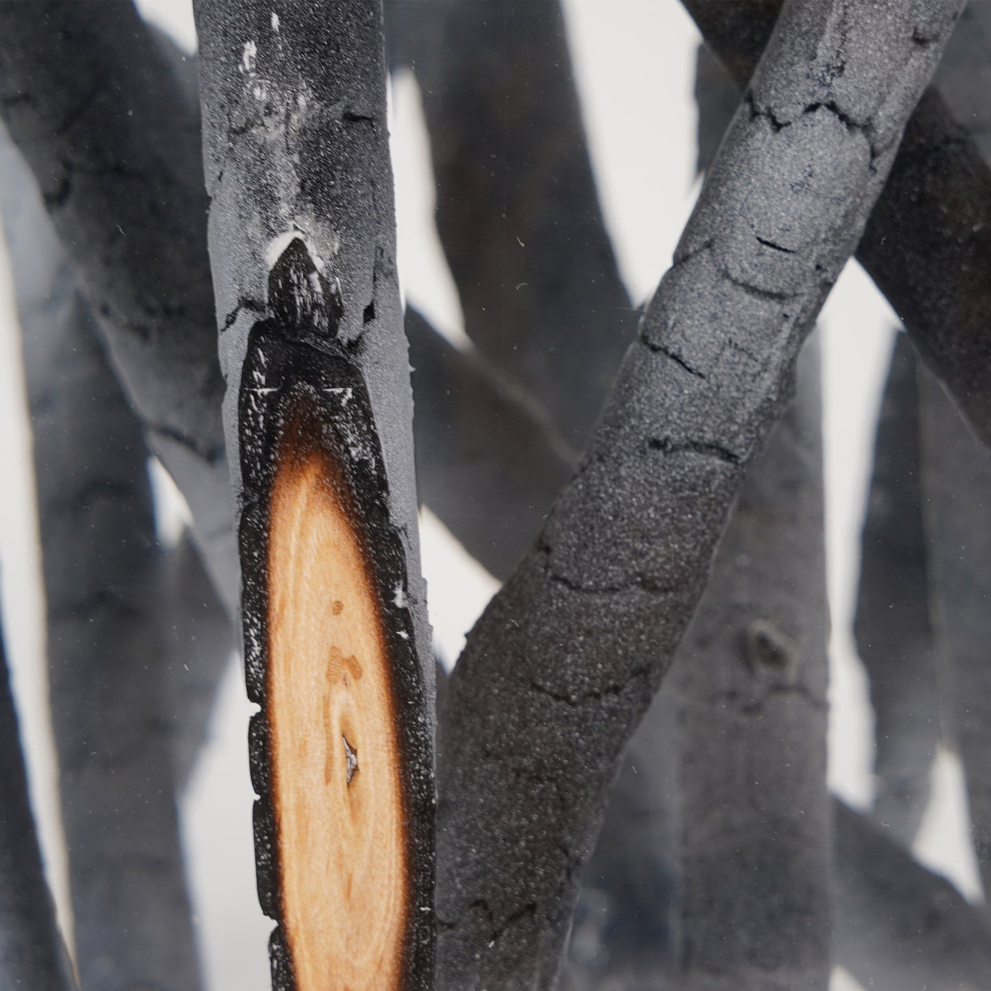 Burned Wood Pile Stool Table