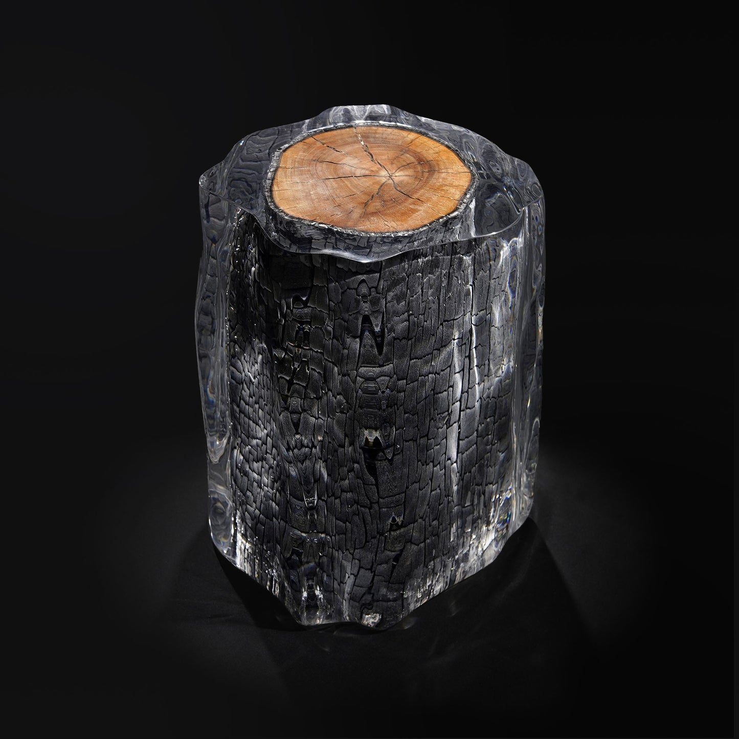 Burned Wood Stump Stool Table - Ripple