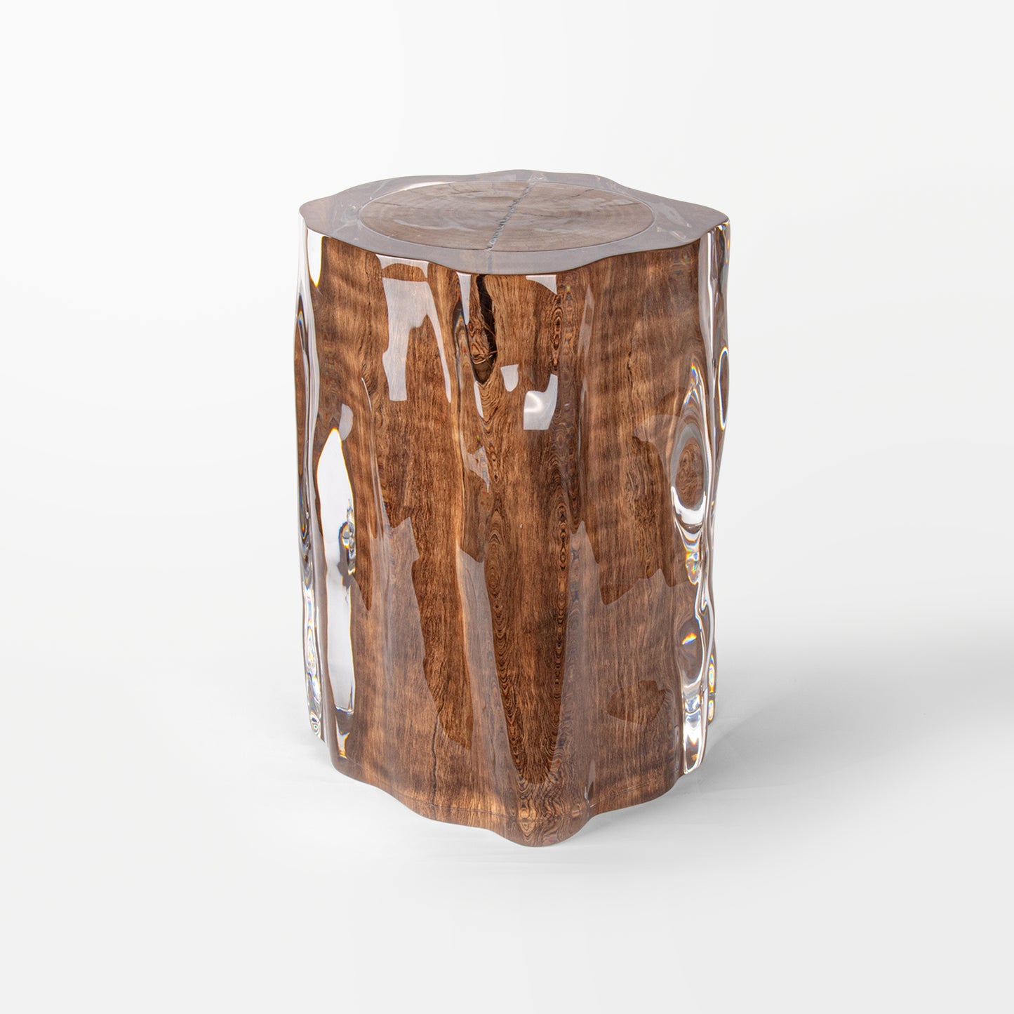 Raw Wood Stool Table - Ripple